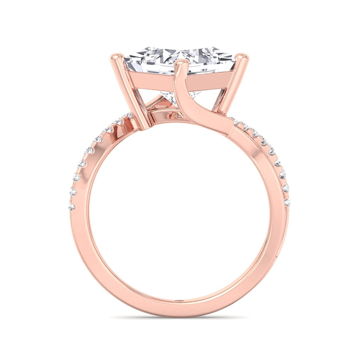 Princess Cut Engagement Ring With Wrap Detail Sidestones
