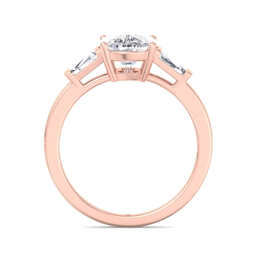Elongated Cushion Cut Engagement Ring With Tapered Baguette Sidestones
