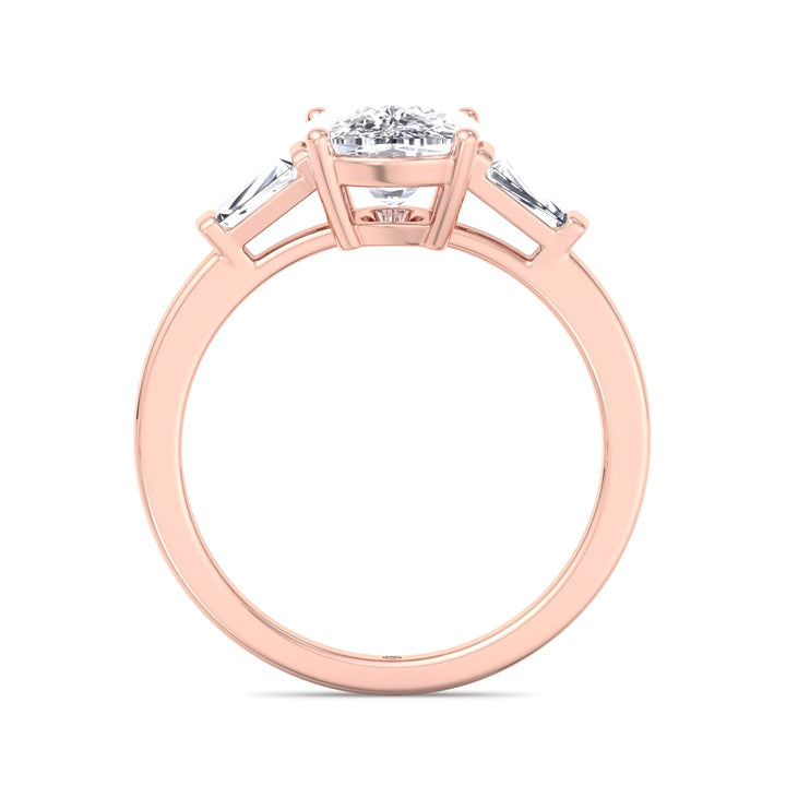 Elongated Cushion Cut Engagement Ring With Tapered Baguette Sidestones