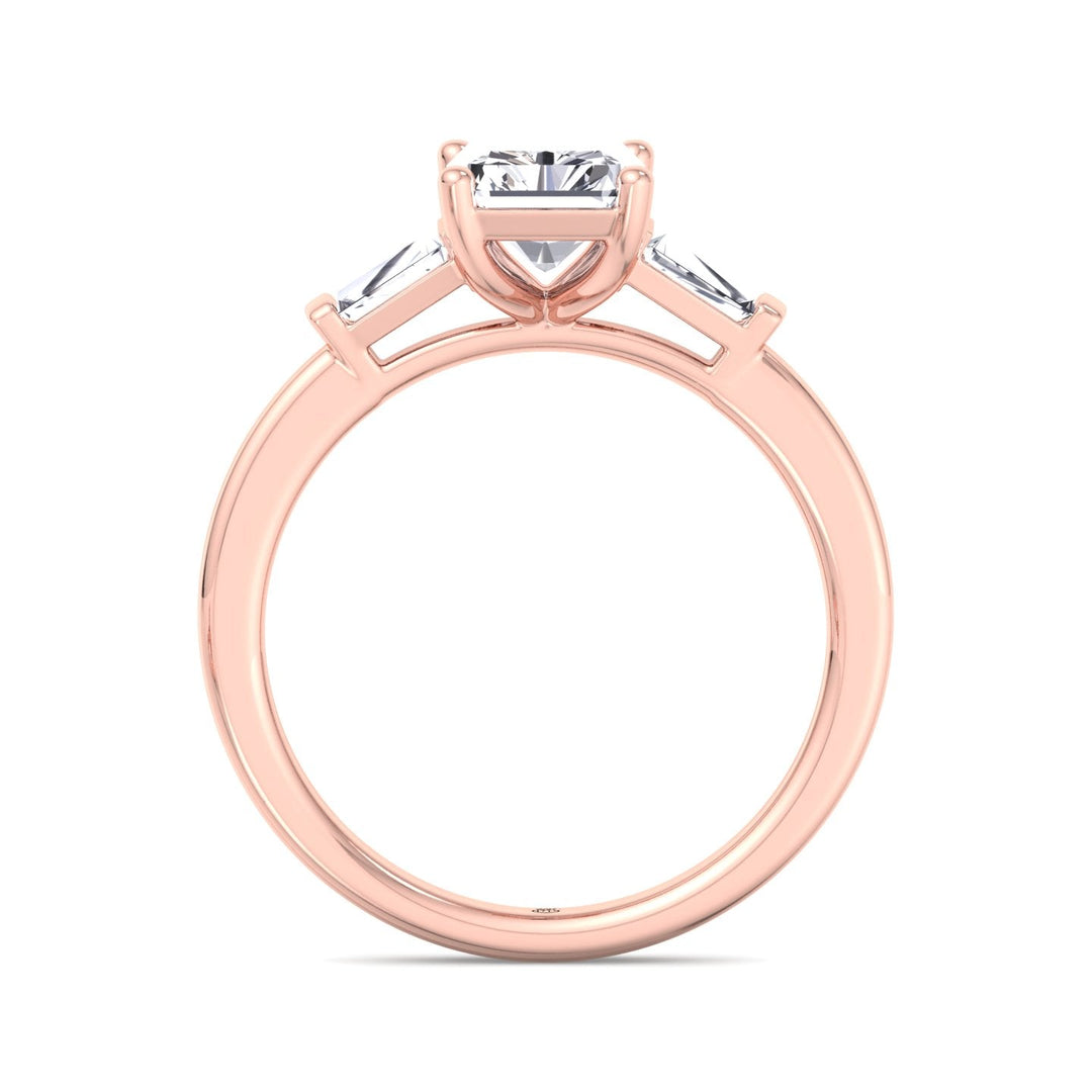 Radiant Cut Engagement Ring with Tapered Baguette Sidestones