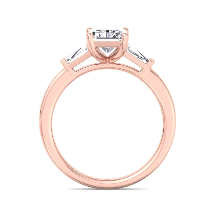 Radiant Cut Engagement Ring with Tapered Baguette Sidestones