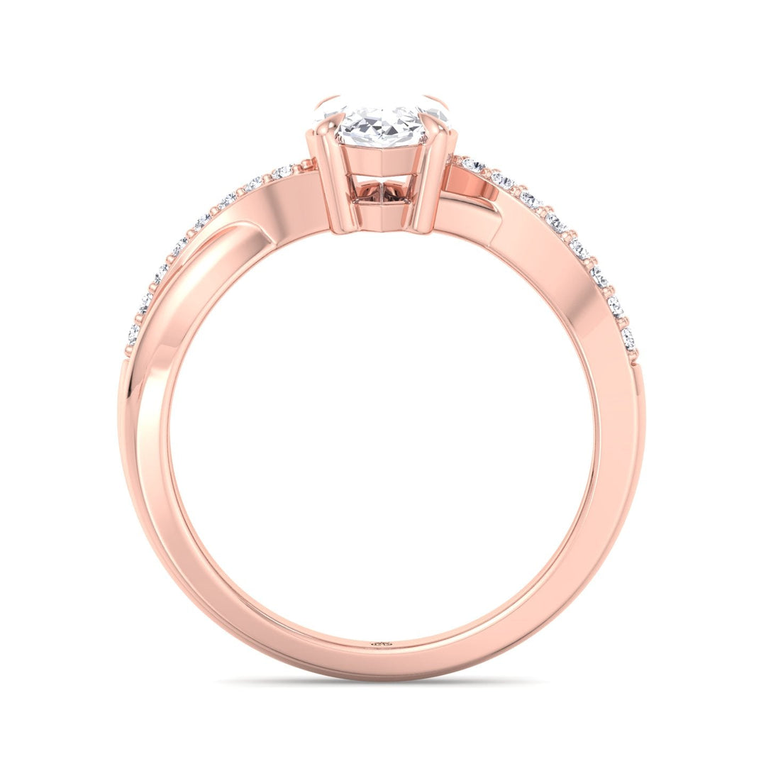 Marquise Cut Engagement Ring With Pavé Twist Band