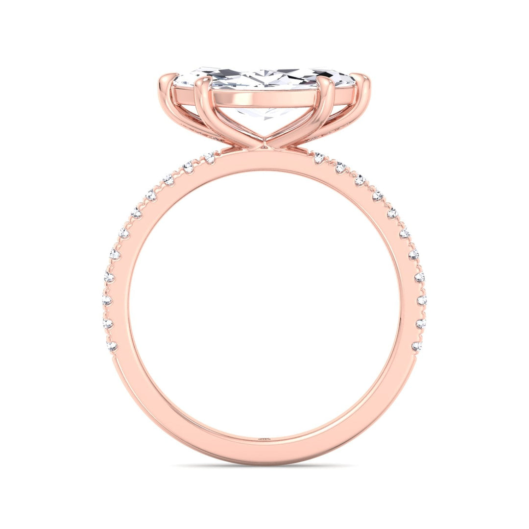 East to West Marquise Cut Engagement Ring With Sidestones