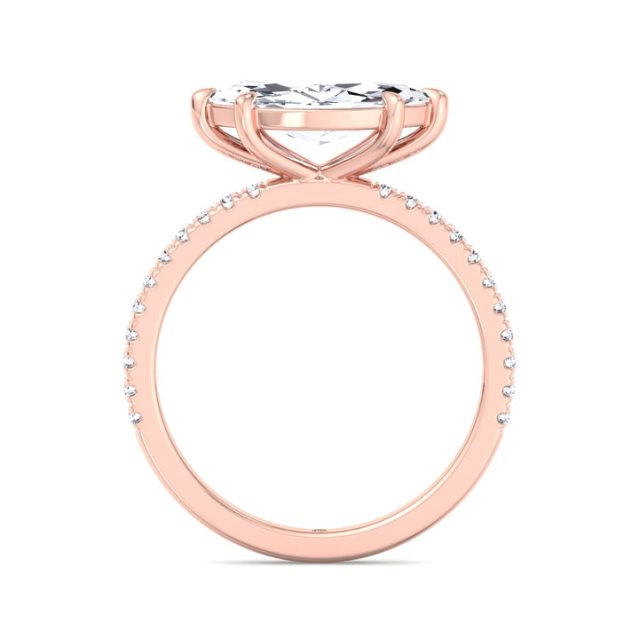 East to West Marquise Cut Engagement Ring With Sidestones