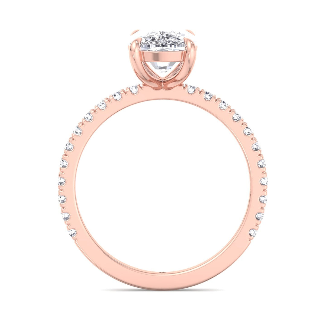 Elongated Cushion Cut Engagement Ring With Sidestones