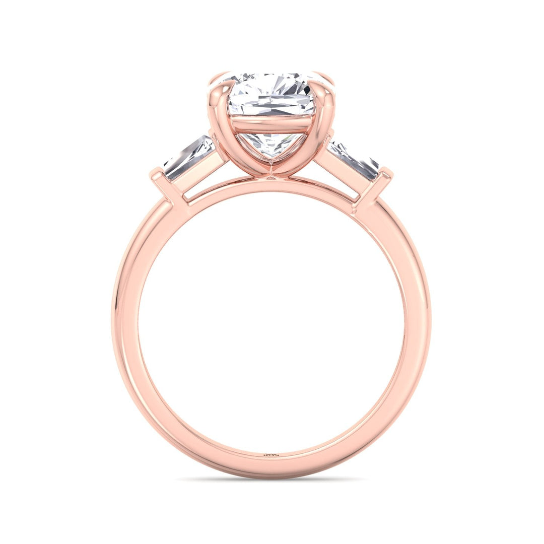 Cushion Cut Engagement Ring With Tapered Baguette Sidestones