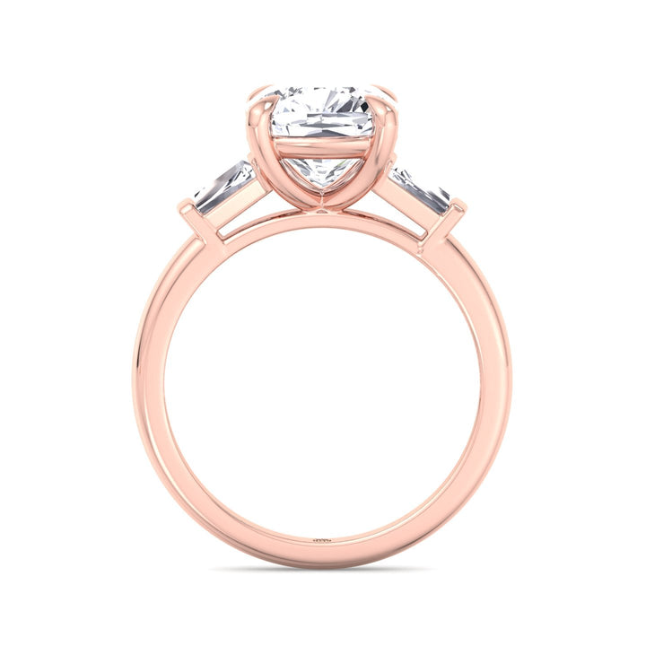 Cushion Cut Engagement Ring With Tapered Baguette Sidestones