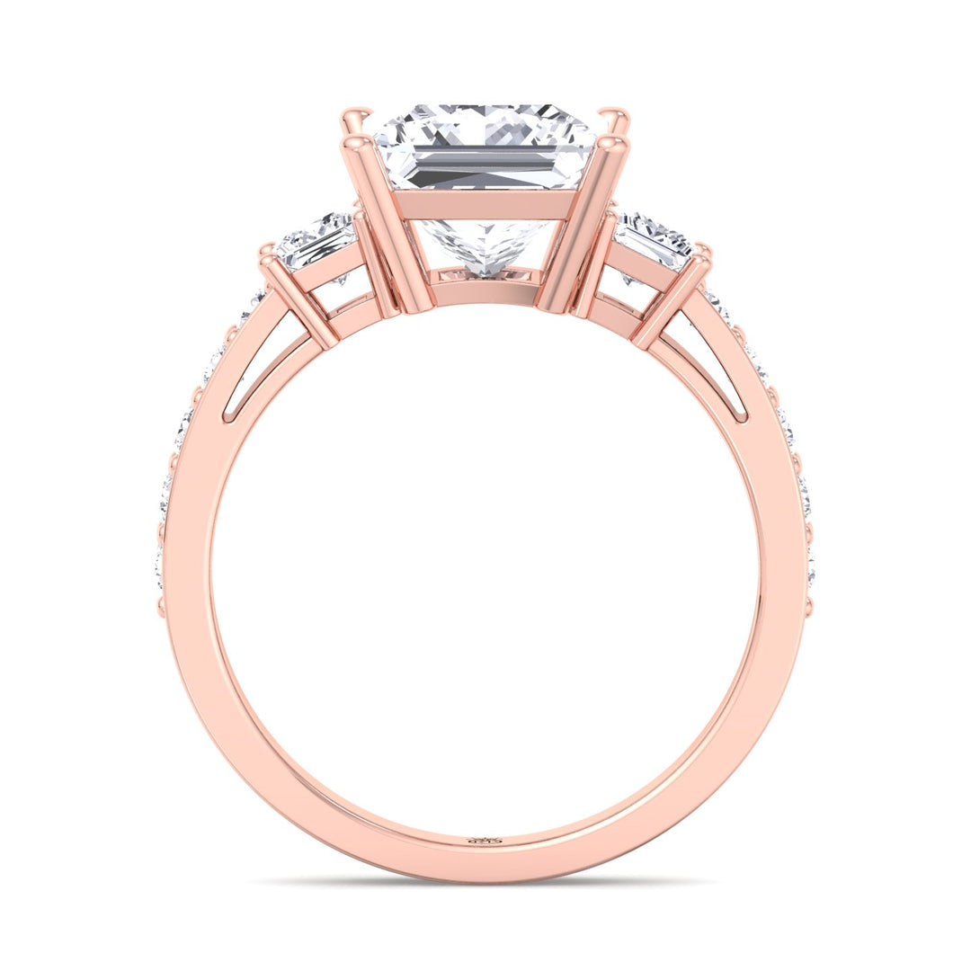 Princess Cut Engagement Ring with Sidestones