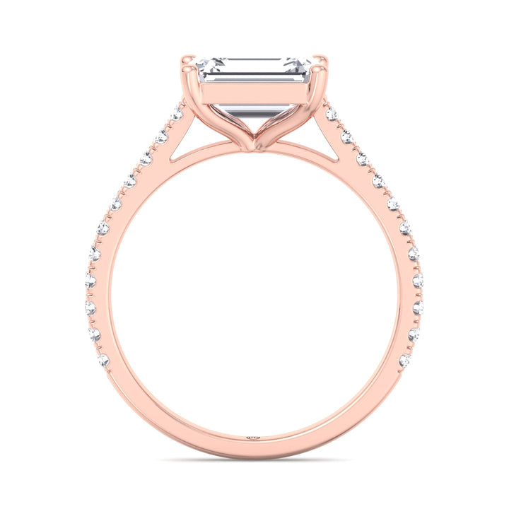 East West Emerald Cut   Engagement Ring with Sidestones