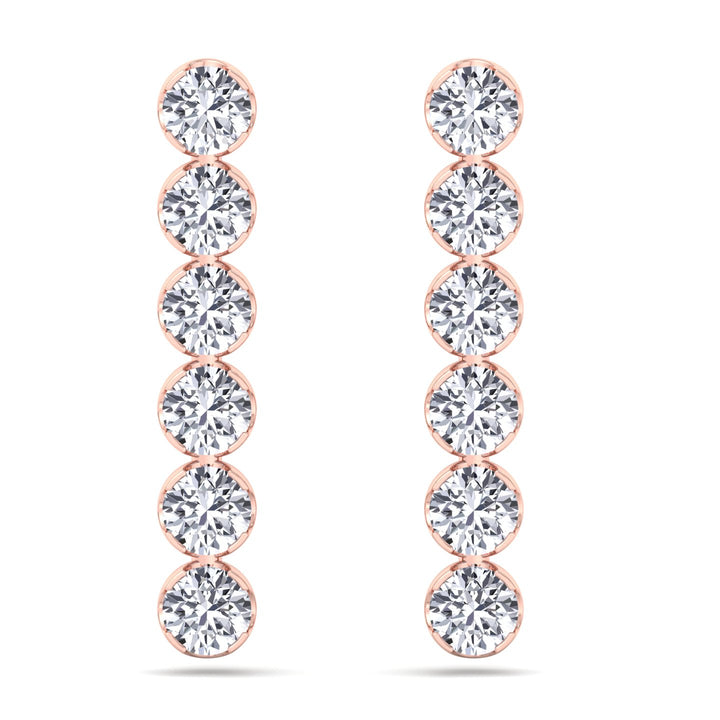 Round Cut Tennis Drop Earrings