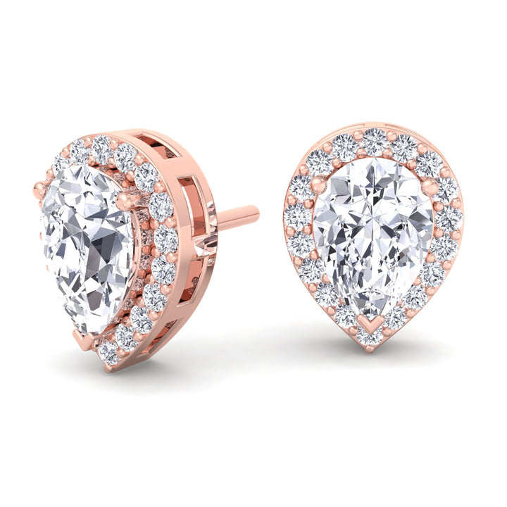 Pear Shape Halo Studs