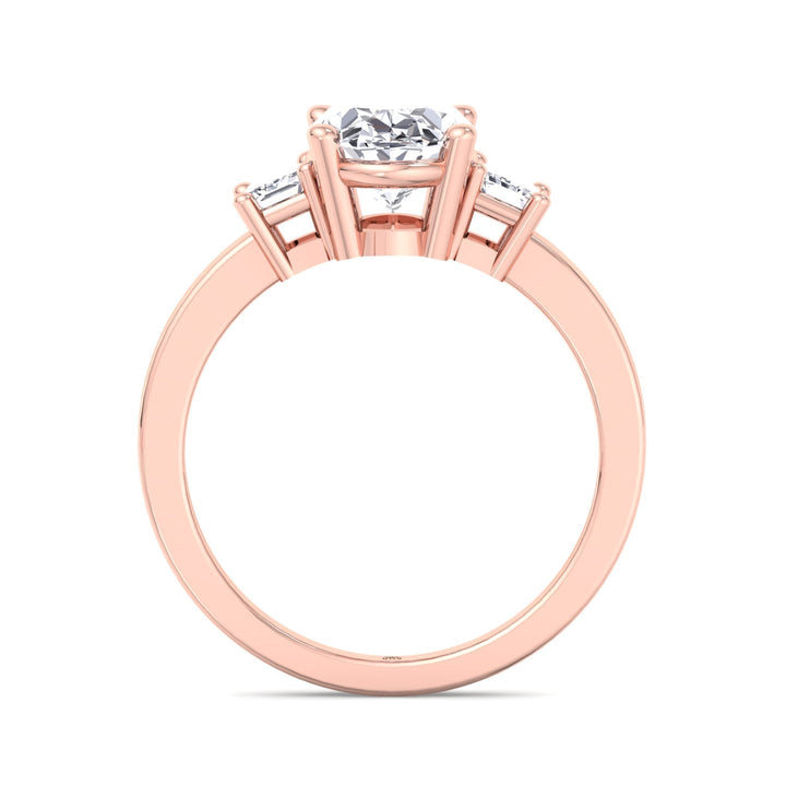 Oval Cut Engagement Ring with Emerald Side Stones
