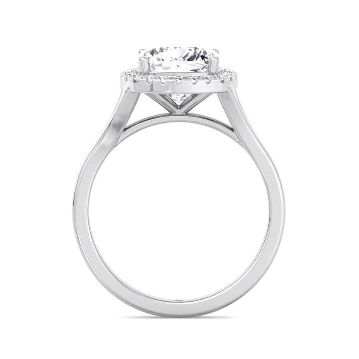 Cushion Cut Solitaire Engagement Ring With Halo