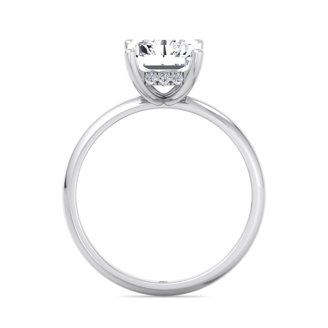 Radiant Cut Invisible Halo Engagement Ring
