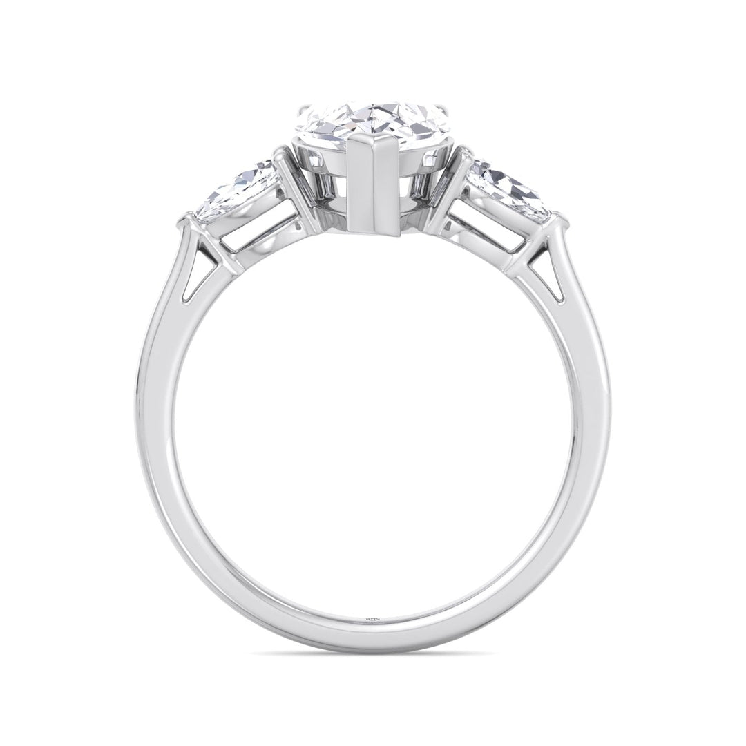 Pear Shape   Engagement Ring With Pear Sidestones