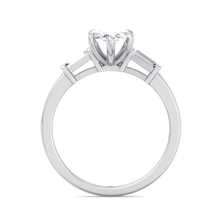 Marquise Cut Engagement Ring With Baguette Sidestones