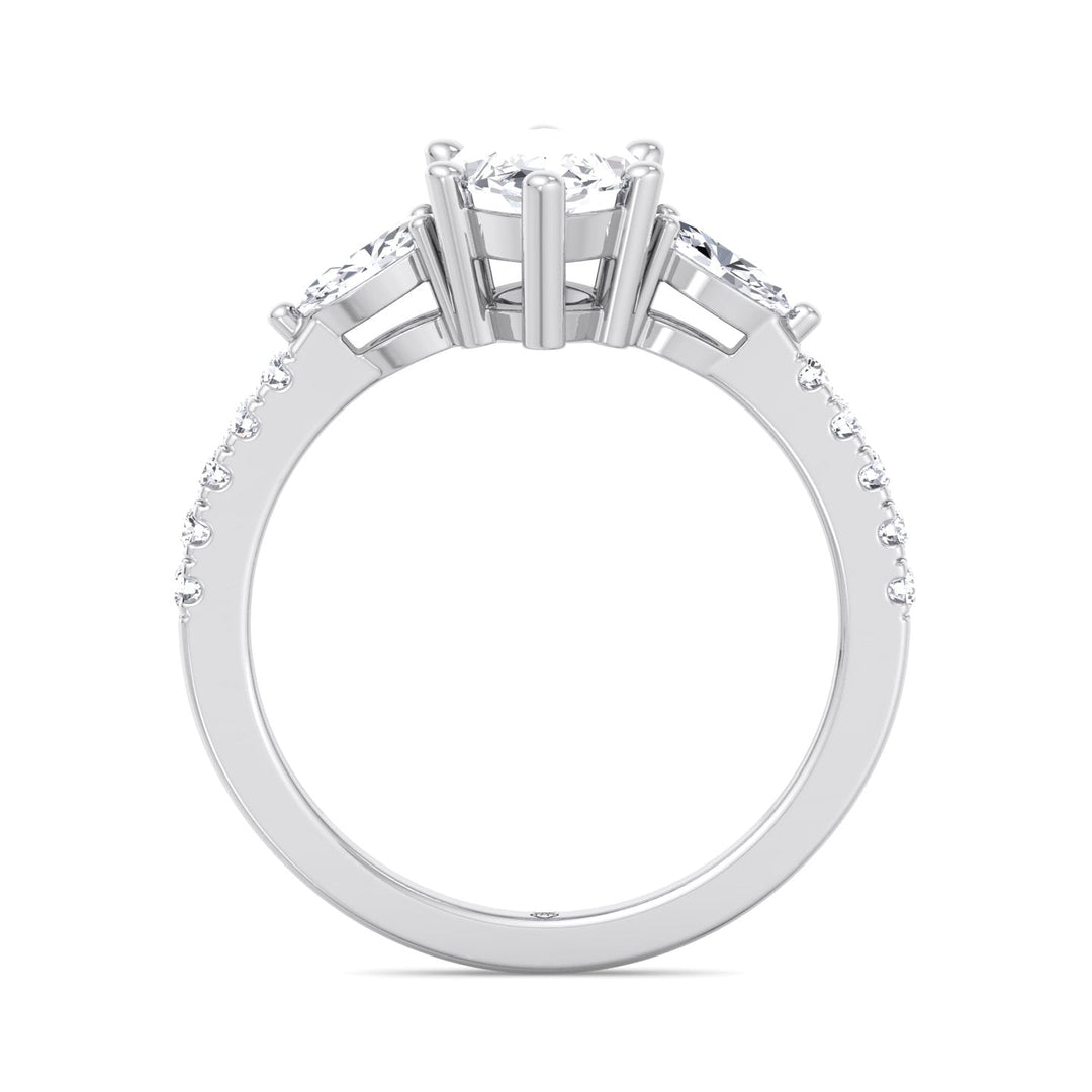 Marquise Cut Engagement Ring With Oval &amp; Pavé Sidestones