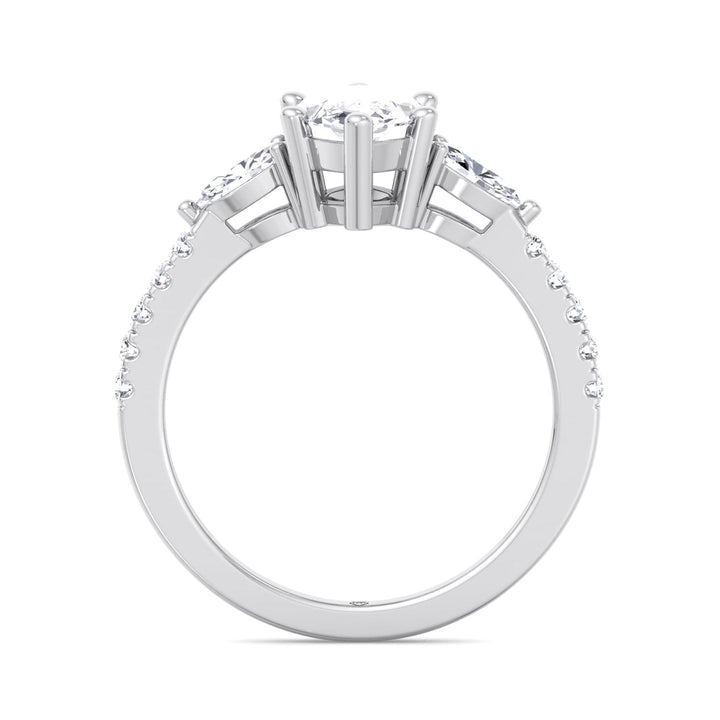 Marquise Cut Engagement Ring With Oval &amp; Pavé Sidestones