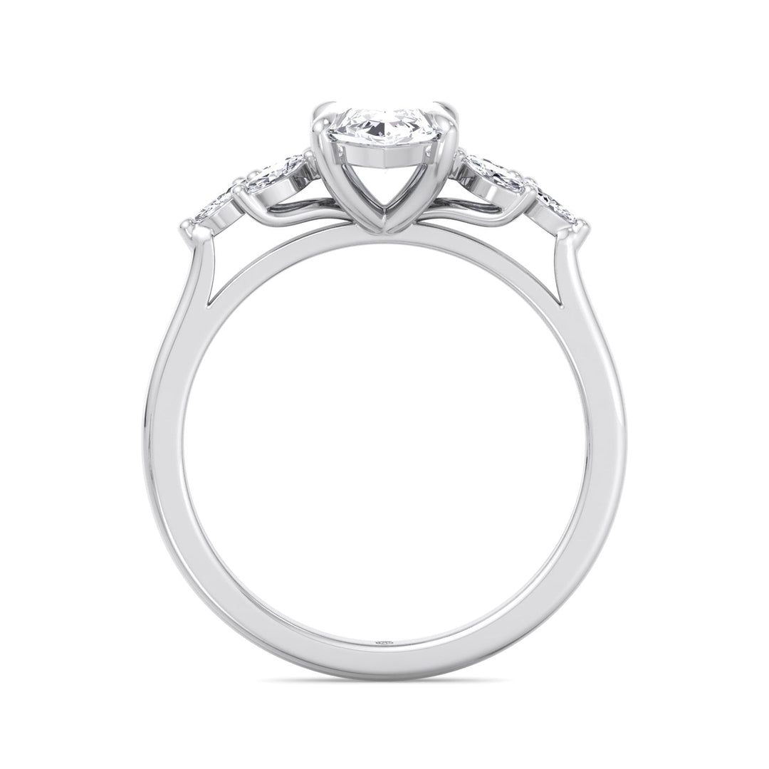 Marquise Cut Engagement Ring with Triple Marquise Sidestones