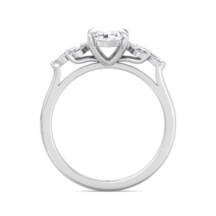 Marquise Cut Engagement Ring with Triple Marquise Sidestones