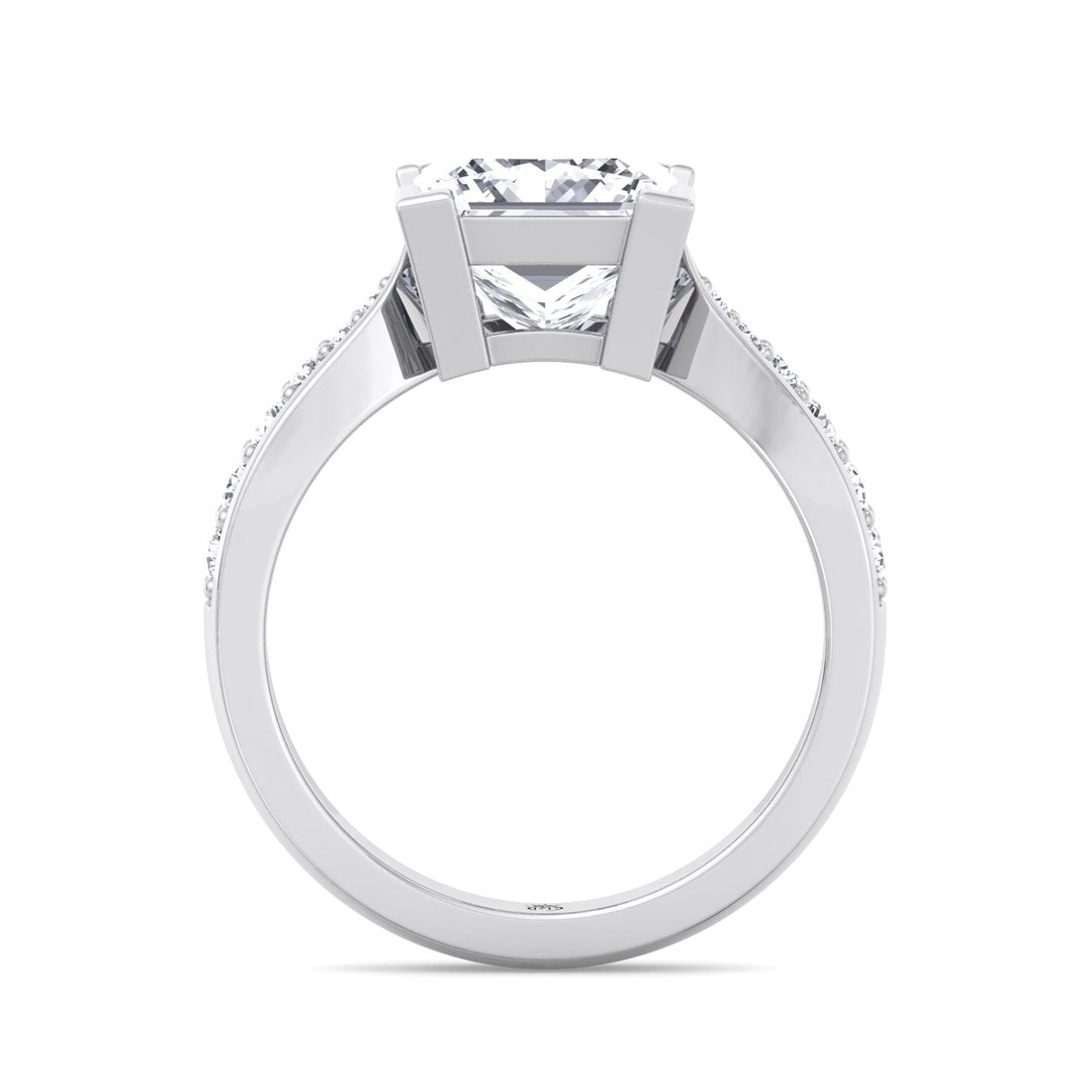 Princess Cut Engagement Ring With Sidestones Channel Setting