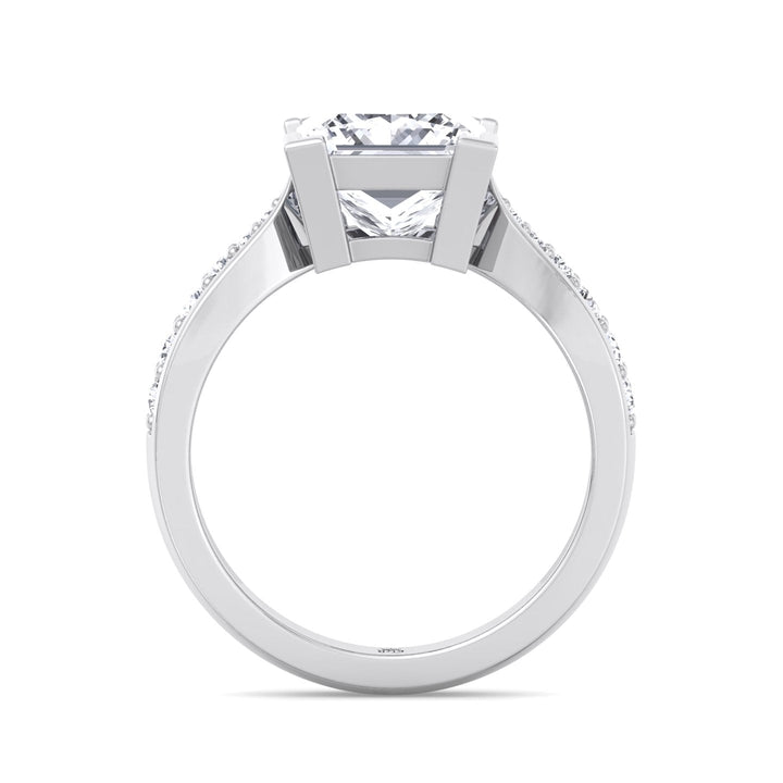 Princess Cut Engagement Ring With Sidestones Channel Setting