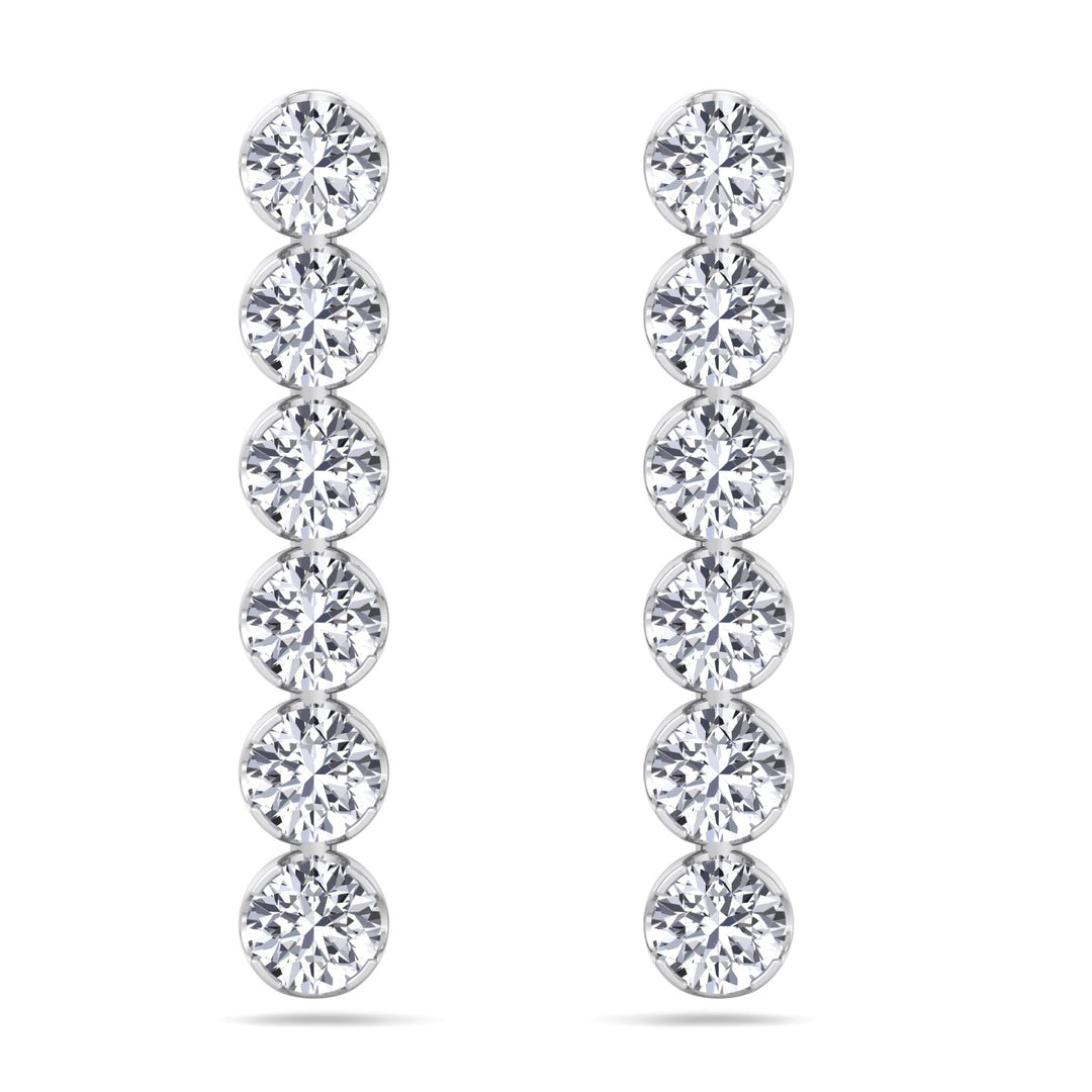 Round Cut Tennis Drop Earrings