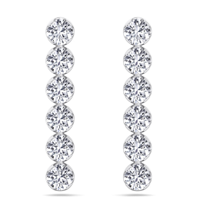 Round Cut Tennis Drop Earrings
