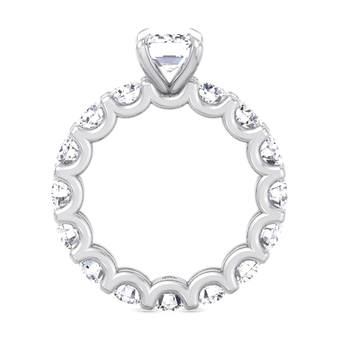 Emerald &amp; Round Eternity Engagement Ring