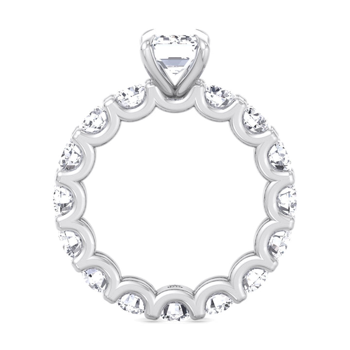 Emerald &amp; Round Eternity Engagement Ring