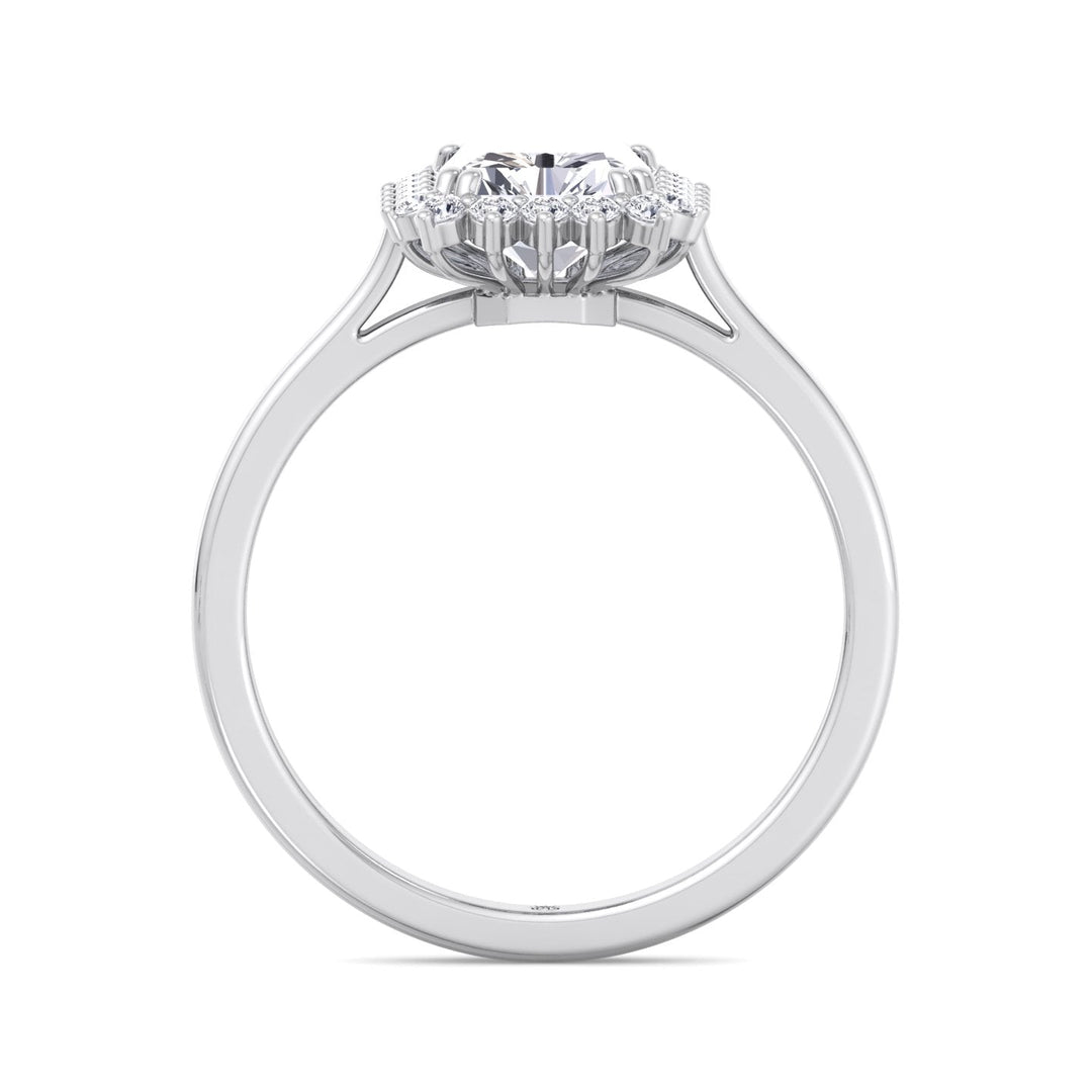 Radiant Cut Flower Halo Engagement Ring