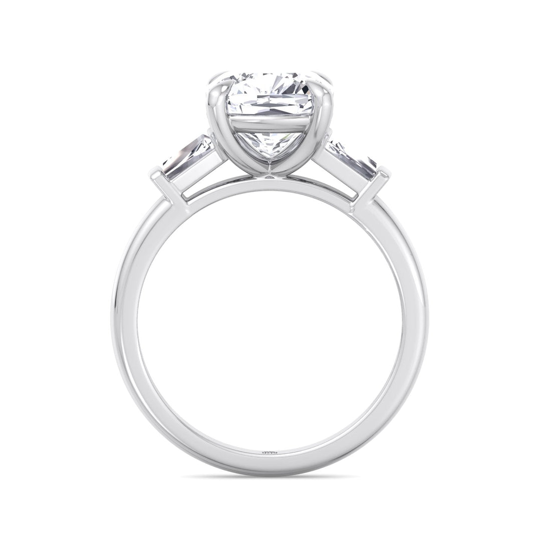 Cushion Cut Engagement Ring With Tapered Baguette Sidestones