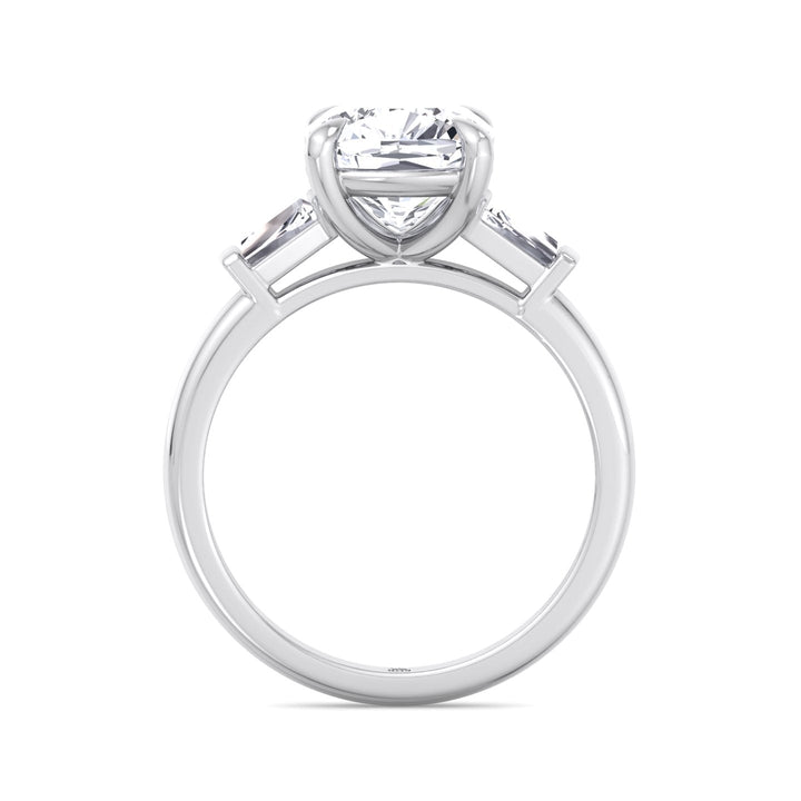 Cushion Cut Engagement Ring With Tapered Baguette Sidestones