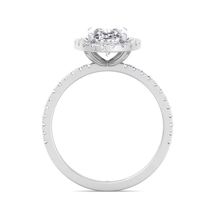 Maui - Oval Cut Halo Engagement Ring With Pavé Band