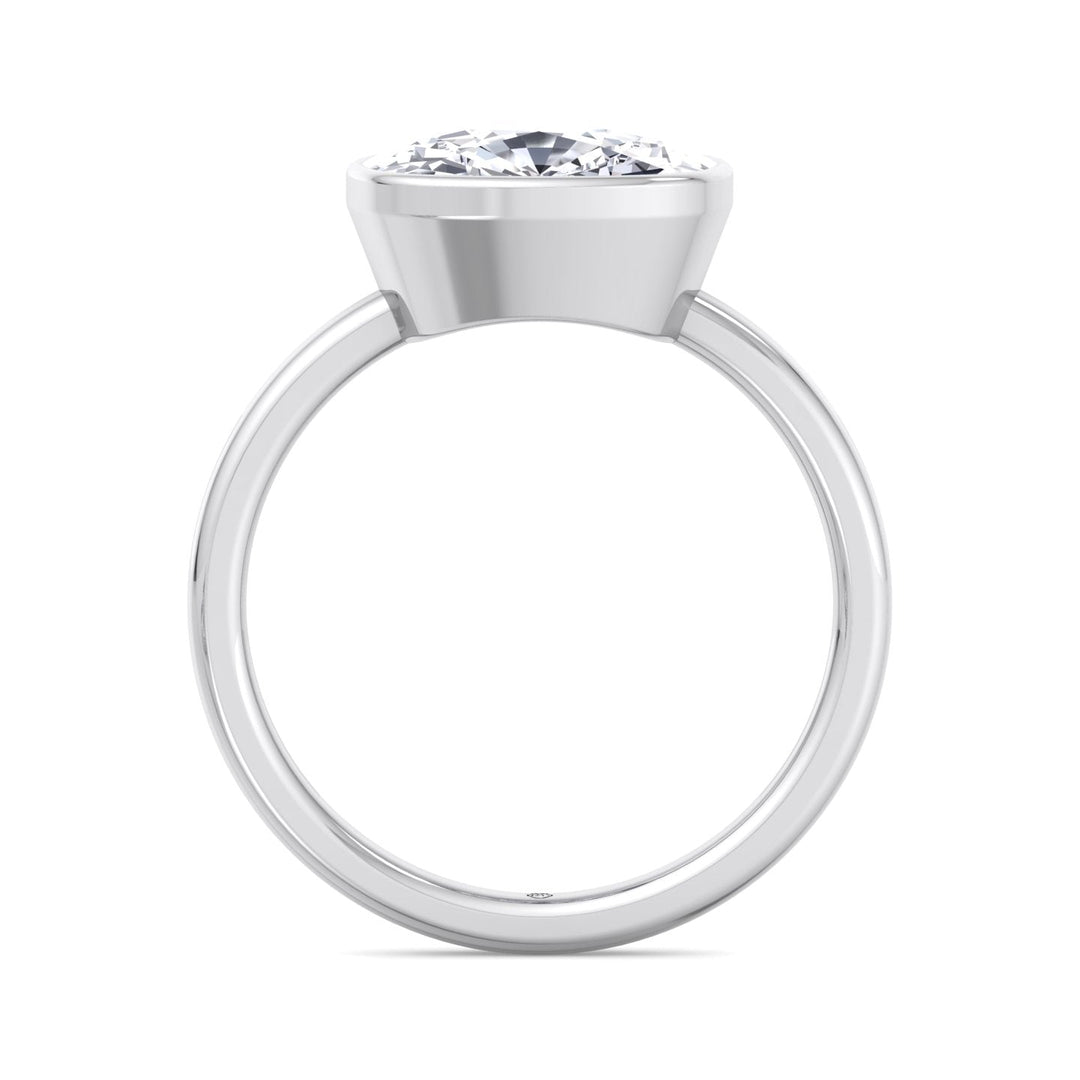 Elongated Cushion Cut East West Bezel Engagement Ring