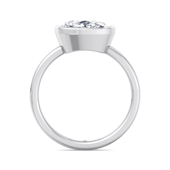 Elongated Cushion Cut East West Bezel Engagement Ring