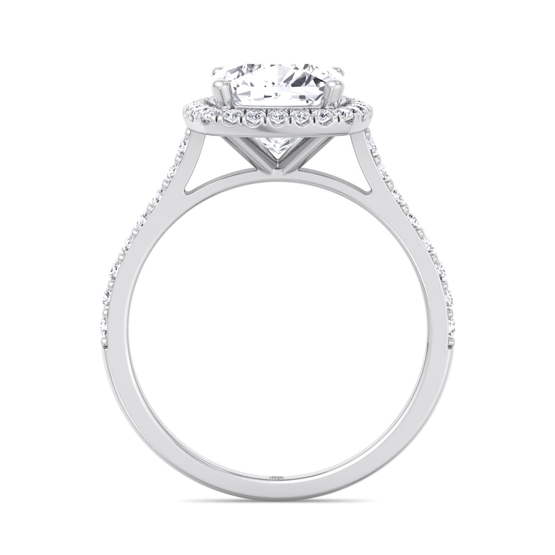Cushion Cut   Halo Engagement Ring with Sidestones