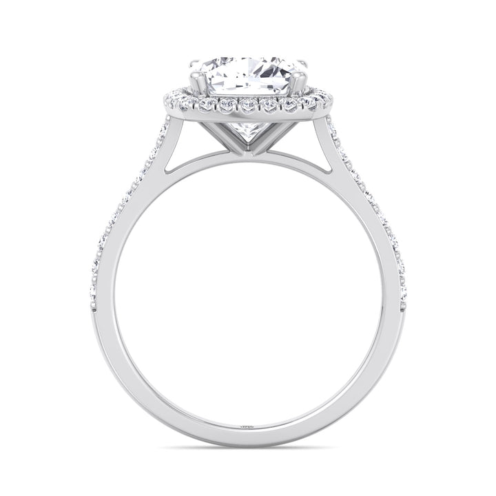 Cushion Cut   Halo Engagement Ring with Sidestones
