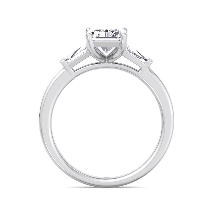 Radiant Cut Engagement Ring with Tapered Baguette Sidestones