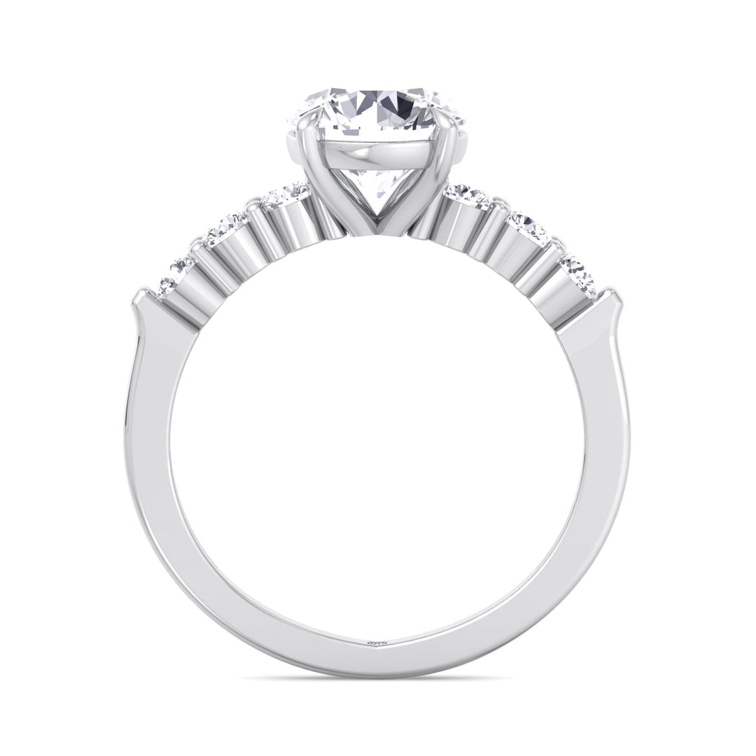Round Cut Engagement Ring with Sidestones