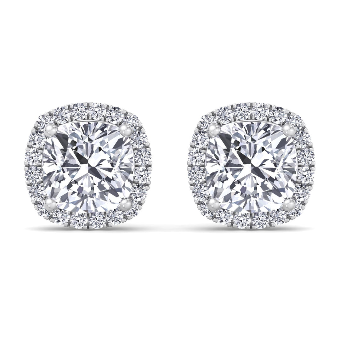 Cushion Cut Halo Studs
