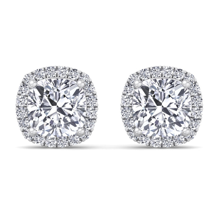 Cushion Cut Halo Studs