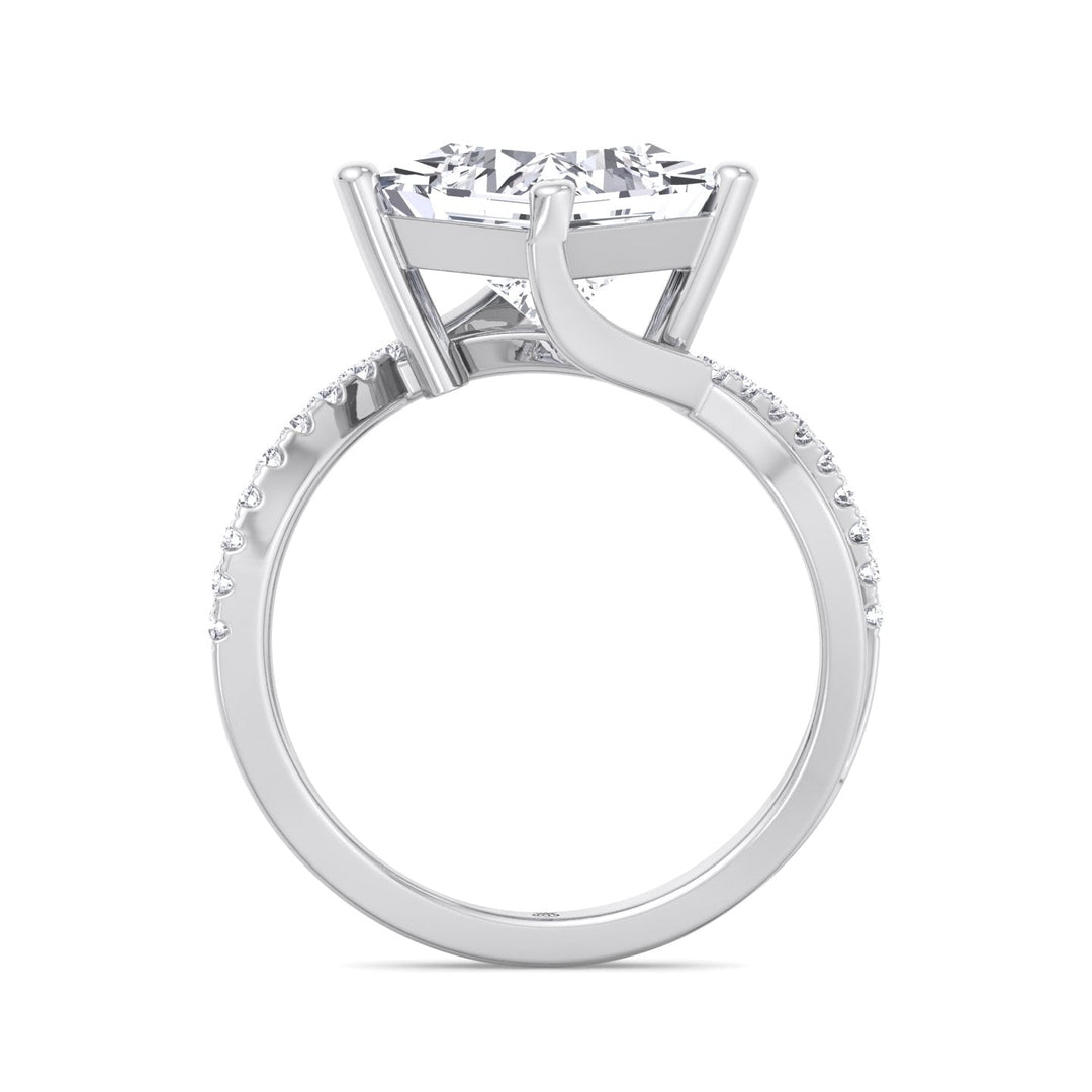 Princess Cut Engagement Ring With Wrap Detail Sidestones