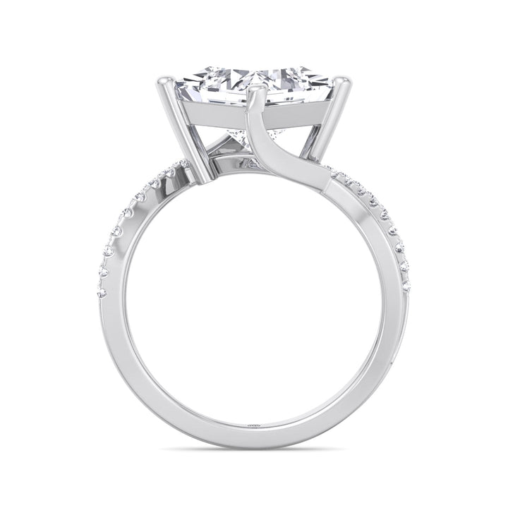 Princess Cut Engagement Ring With Wrap Detail Sidestones