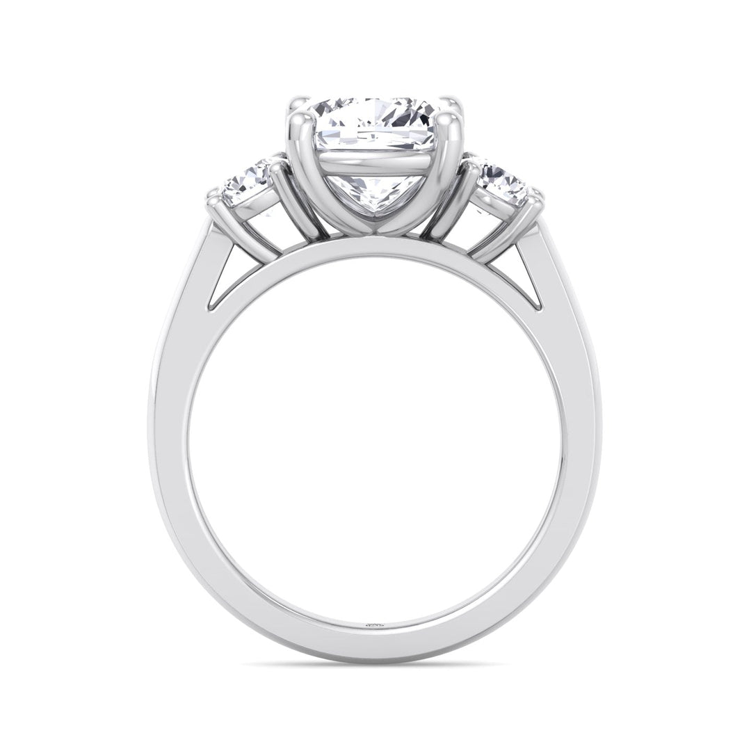 Cushion Cut   Engagement Ring With Round Sidestones