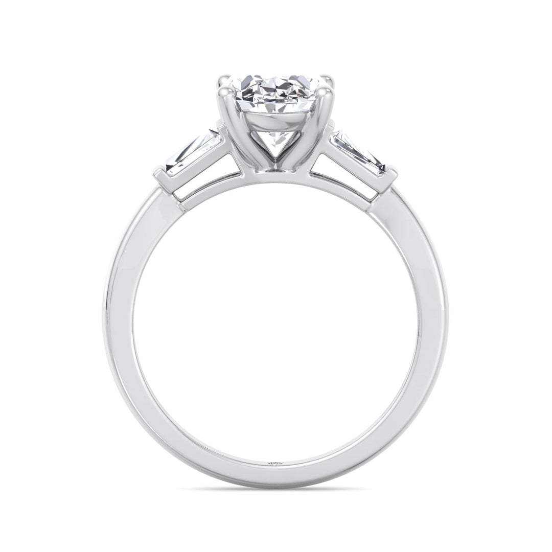 Oval Cut Engagement Ring with Tapered Baguette Side Stones