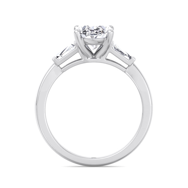 Oval Cut Engagement Ring with Tapered Baguette Side Stones