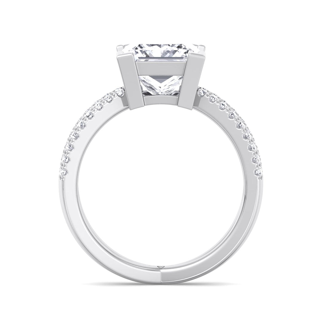 Princess Cut Engagement Ring With Criss Cross Pavé Band