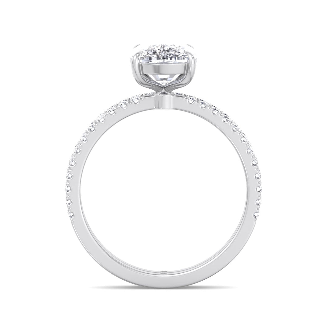 Elongated Cushion Cut Engagement Ring With Double Band and Sidestones