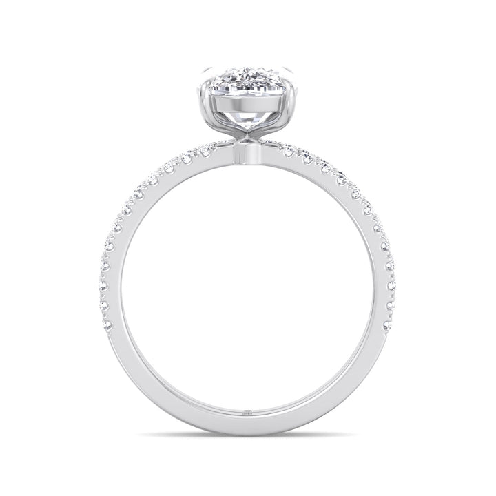 Elongated Cushion Cut Engagement Ring With Double Band and Sidestones